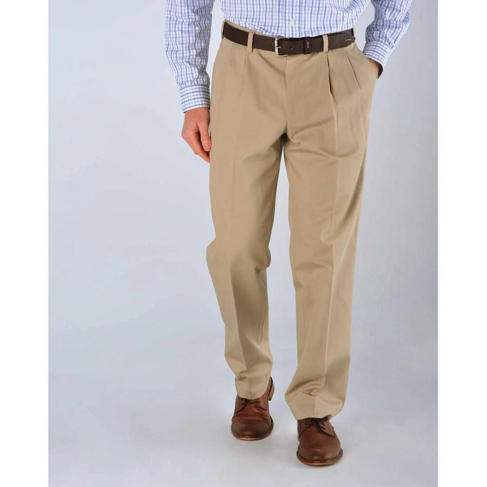 NEW BILLS KHAKIS men's pleated classic fit vintage twills pants in khaki